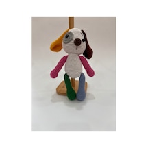 El Yapımı Amigurumi Köpek Oyuncak Renkli Kulak Örgü Bebek & Çocuk Hediyesi 21cm Kahve Kulak Pembe