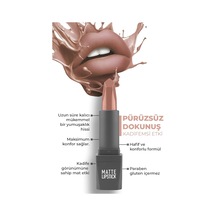 Yoğun Renk Veren Uzun Süre Kalıcı Nemlendirici Kadifemsi Mat Ruj - Matte Lipstick 402 Nude Çok Renkli