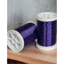 Gürbüz Filografi 0.30mm 100gr - 150m Bakır Üstü Gümüş Kaplı Parlak Mor Renkli Filografi Teli