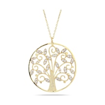 Kuyumcudukkani Büyük Boy"hayat Ağacı"kolye-37174-g-w Gold