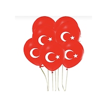 12 Adet Bayrak Balon Türk Bayraklı Kırmızı Baskılı Balon Kutlama Kırmızı Kırmızı