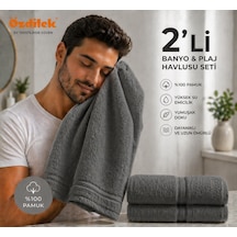 Özdilek Belda Plaj Havlusu 70x140 Cm Pamuklü Büyük Boy Yumuşak Havlu Yüksek Emici Hızlı Kuruyan Deniz, Plaj Havuz Havlusu Gri