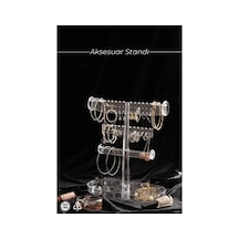 Aksesuar 3 Katlı Takı Standı, Şeffaf Akrilik Malzeme, 23,5x17x27cm, Bpa İçermez 100