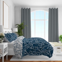 Tr Desenli Pamuk Saten Nevresim Setleri, Lacivert, Queen Size Genel
