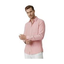 Deepsea Kırmızı Slim Fit %100 Pamuk Çizgili Erkek Gömlek Cepli Yazlık Yeni Sezon Gömlek 2602627 Kırmızı