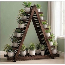 Yakma Dekoratif A-tipi 13 Raflı Büyük Boy Çiçek Standı - Bahçe Ve Balkon Rafı 150x150 Cm Bej