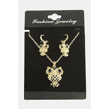 Ilkeshop Baykuş Zirkon Taşlı Set Kolye-siyah Çok renkli