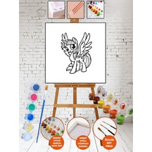Sayılarla Kanvas Kanatlı Unicorn Boyama 25x35 Tuval Fırça Etkinlik Ve Hobi Çocuk Seti