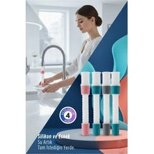 Mey İthalat 4 Lü Silikon Esnek Musluk Uzatıcı 14.5 Cm Lavabo Ve Mutfak Batarya Başlığı