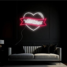 Valentine's Yazılı Ve Şekilli Neon Tabela Pembe