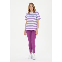 U.S. Polo Assn. Kadın Mor Yüksek Bel Spor Tayt 50284055-VR038