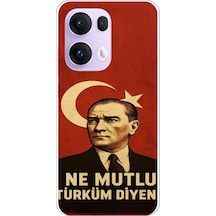Oppo Reno 13 Pro Uyumlu Ne Mutlu Türkiye Bayrak Atatürk Baskılı Silikon Kılıf Renkli