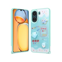 Zore Redmi 13c Kılıf Parlayan Sıvılı Simli Kabartma Figürlü Nvth Cevze Kapak-yeşil