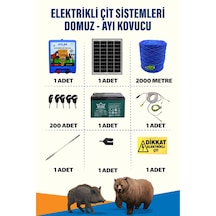 2000mt 25-100 Dönüm Domuz Kovucu Elektrikli Çit Sistemi 14a Akü Ve 25w Güneş Panelli