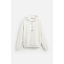 Kanguru Cepli Oversize Kalıp Unisex Düz Hoodie Ekru