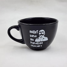 Millet Sana Mı Kanalize Olacak Baskılı Siyah Çay Fincanı