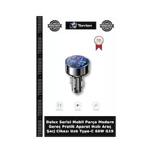 Delux Serisi Mobil Parça Modern Gereç Pratik Aparat Hızlı Araç Şarj Cihazı Usb Type-c 66w G19