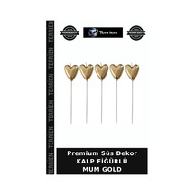 Premium Süs Dekor Kalp Fiğürlü Mum Gold