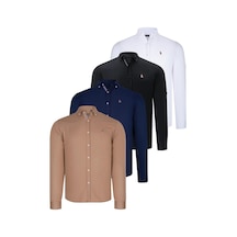 Dörtlü Set G674 Dewberry Erkek Gömlek-siyah-beyaz-lacivert-camel Siyah-beyaz-lacivert-camel