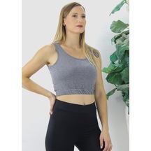 Beli Lastikli Crop Büstiyer Gri - Lks2907.022-9063415980481
