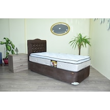 Baza TayTüy Kahverenk Silin Kumaş model Metal Çelik Fırın Boya Ful Ortopedik pedli Yatak 100*200cm
