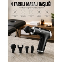 Masaj Tabancası 4 Başlıklı Ve Vücut Ağrıları İçin Şarjlı Darbeli