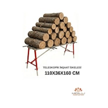 Alüminyum Gövdeli Çelik Ayaklı Teleskopik İnşaat İskelesi Kırmızı - 400 Kg Taşıma Kapasitesi 110x36x160cm