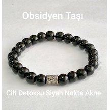 Fy Doğaltaş 8mm Obsidyen Taşı Bileklik Siyah
