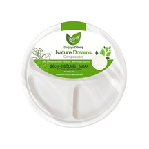 Roll-up Nature Ekolojik Karton Kağıt Tek Kullanımlık 3 Bölmeli Tabak - 26 Cm. - 50 Adetlik 1 Paket Diğer