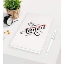 Kişiye Özel Annelerin Annesi Beyaz Defter Kalem Seti Beyaz