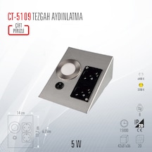 Cata Ct-5109 Üçgen Tezgah Altı Priz Ve Aydınlatma Beyaz Işık