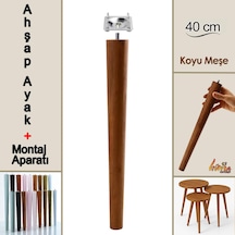 Ahşap Ayak 40 Cm Koyu Meşe M8 Civatalı Bağlantı Aparatlı Mobilya Tabure Sehpa Masa Destek Ayağı Koyu Meşe