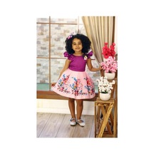 Miço Kids Kız Çocuk Abiye Elbise Kelebek Desenli Saten Çok Renkli