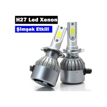 H27 Led Xenon Far Ampulü Beyaz Işık Şimşek Etkili C6 Kasa