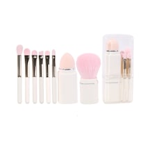 Sones 8'i 1 Arada Kare Makyaj Fırçası Mini Taşınabilir Geri Çekilebilir Allık Fırçası Göz Farı Fırçası Acemi Makyaj Seti Süt Beyazı