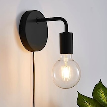 Rsylight Metal Rustik Kablolu Anahtarlı Duvar Siyah Dekoratif Aplik Siyah