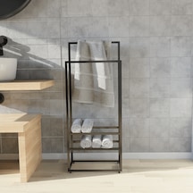 lyla concept Manolya Extra 2 Katlı Metal Havluluk Modern Ve Şık Banyo Rafı Siyah
