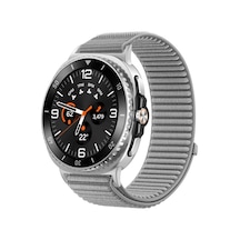 Caseonn Samsung Uyumlu Galaxy Watch 9 44mm Kordon Hasır Kumaş Nylon Kayış Gri