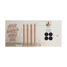Doğal Ahşap Konik Oymalı Ayak 40 Cm Masa Sandalye Sehpa Ayağı 4' Lü Set Düz Aparat Ve Vida Hediyeli Kahverengi