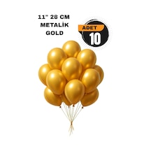 Metalik Balon 11 İnc 28 Cm 10 Adet Parti Doğum Günü Kutlama Süsleri Altın