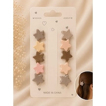 10'lu Set Soft Toprak Tonları Mini Mandal Figürlü Saç Tokası - 6 Farklı Seçenek Ab Rengi