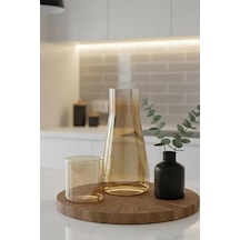 Noctea Borosilikat Cam Başucu Sürahi & Bardak Seti 1 Lt Altın