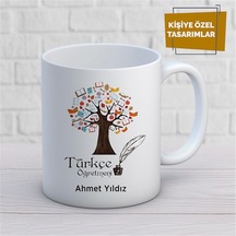 Kişiye Özel İsim Yazılabilir Türkçe Öğretmeni Kupa Bardak Çok Renkli