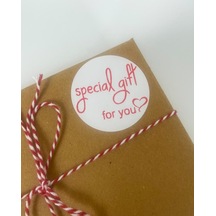 Special Gift You Kalpli Kırmızı Yazılı 4 cm Yuvarlak Etiket 120 Adet