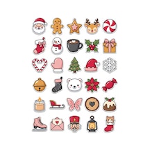 30 Adet Yılbaşı Konseptli Sticker Seti - Laptop Defter Telefon Kılıfı Çok Renkli