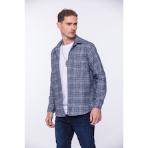 Erkek Oversize Yeni Sezon Gömlek Yaka Pamuklu Oduncu Hediye Kutul Lacivert