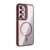 Joko Samsung Galaxy S24 Fe Remim Lensli Magsafe Standlı Kapak - Bordo 0.2M-Çok Renkli