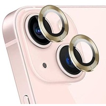 Ennar Apple Uyumlu iPhone 15 Plus 6.1'' Metal Çerçeveli Kamera Koruma Lensi Altın Altın