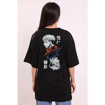 Baskılı Unisex Günlük Stil Siyah Vintage Eskiz Çizim Oversize Tiş