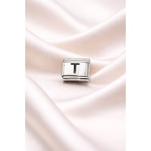 T Harfli Charm Paslanmaz Çelik Harf Charm Kişiye Özel Bileklik Aksesuarı Altın - Gümüş